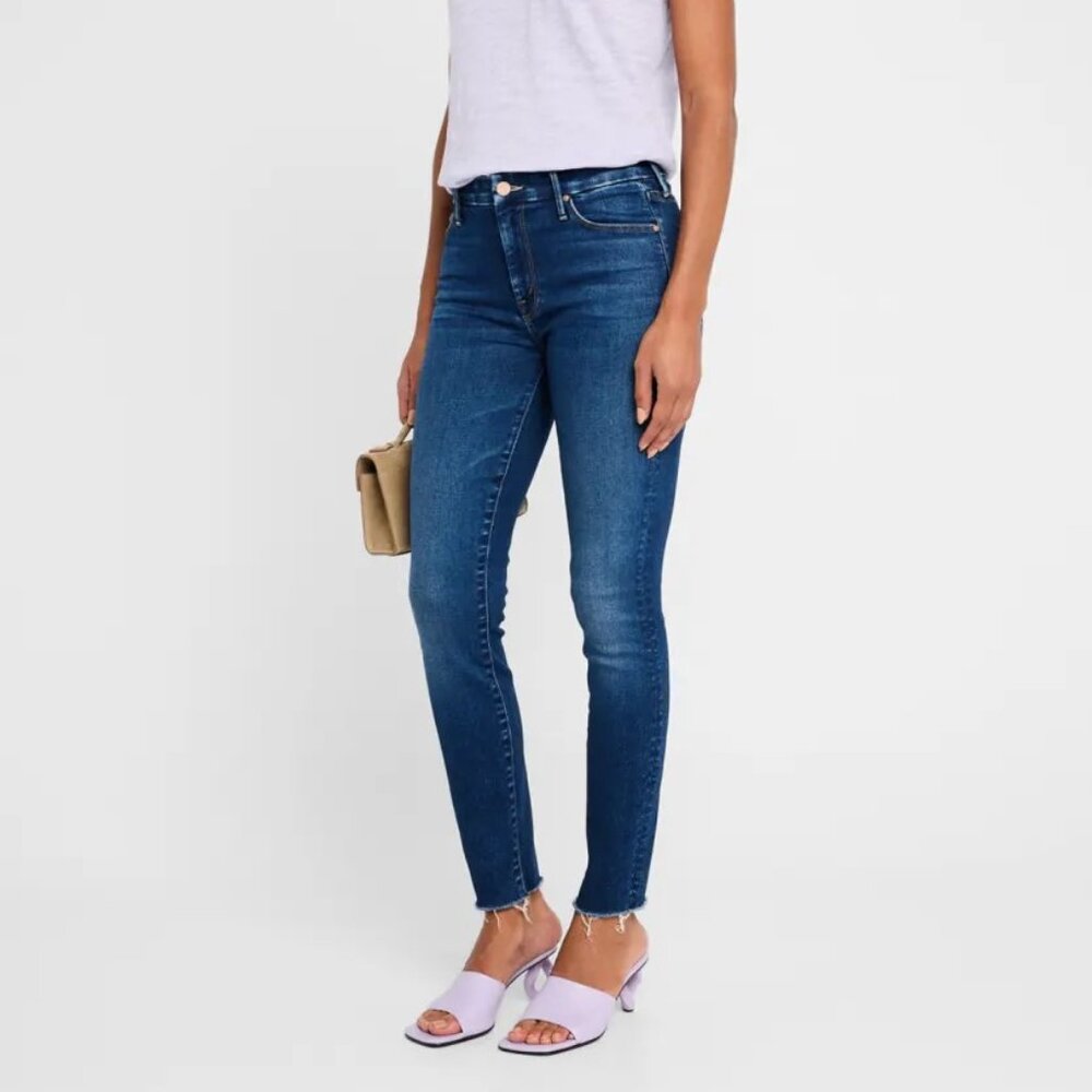 EUC MOTHER High Waisted Looker Ankle Fray Jeans Moonlust Privateer